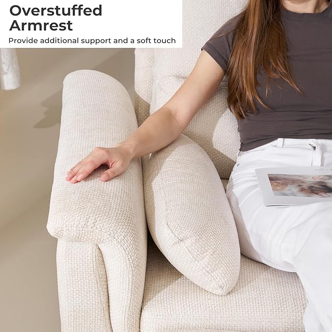 132'' Oversized Modular Sectional Sofa, U Shaped Comfy Sectional Couch with Large Storage, 6 Seat Chenille Deep Seat Cloud Sofa with 2 Throw Pillows for Living Room,Beige