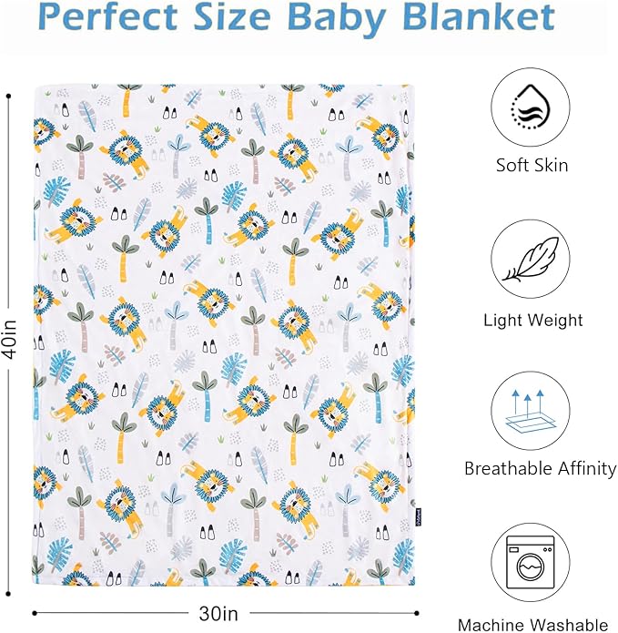 Baby Blanket for Boys Girls Super Soft Blanket,Fluffy Warm Lightweight Baby Receiving Blankets,Double Layer with Dotted Backing for Toddler Nursery (Lion, 30 * 40inch)