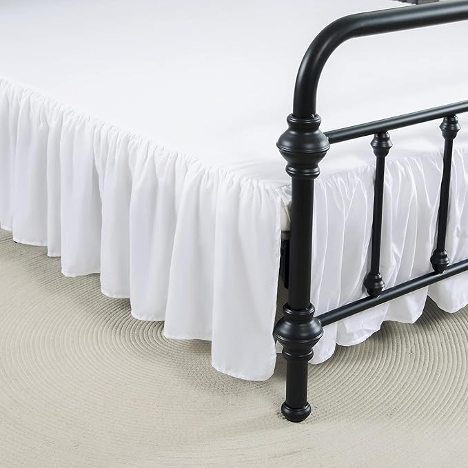 Bed Skirt, Bed Skirt Cal King Size Ruffled Bed Skirt with Split Corners, 14 Inch Drop Dust Ruffle Bed Skirt with Platform, White, Cal King -14" Drop