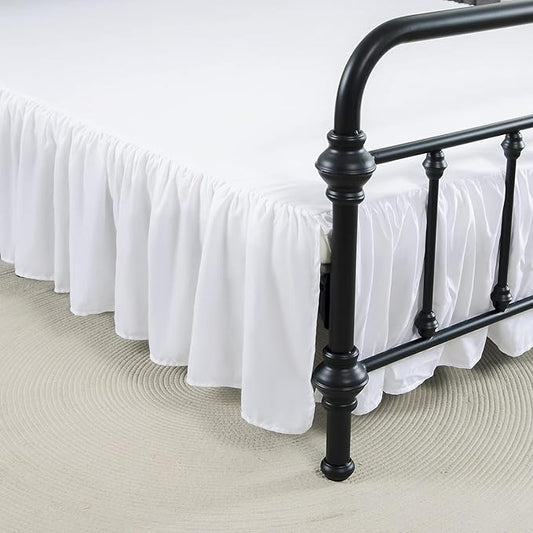 Bed Skirt, Bed Skirt Cal King Size Ruffled Bed Skirt with Split Corners, 12 Inch Drop Dust Ruffle Bed Skirt with Platform, White, Cal King-12 Drop