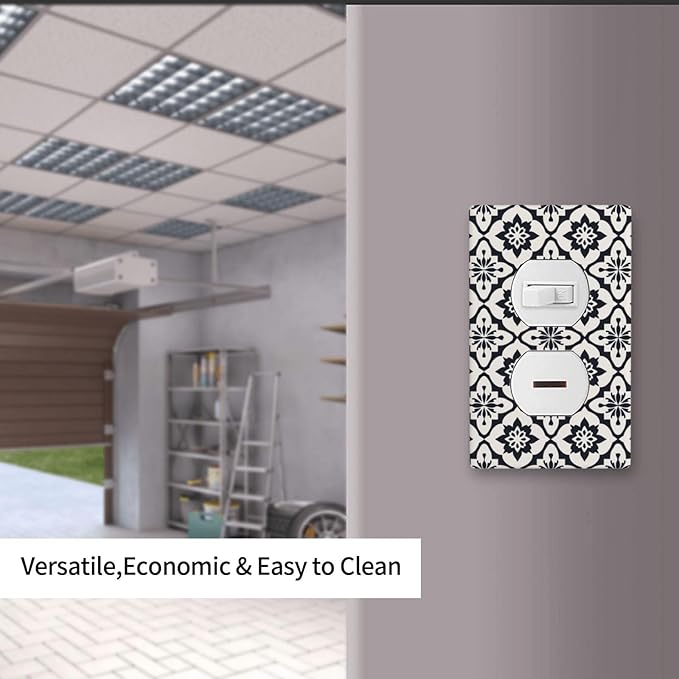 Black And White Duplex Electrical Outlet Funny Plastic Wall Plate Decorative Light Switch Cover For Women Girls Bedroom Kitchen Living Room