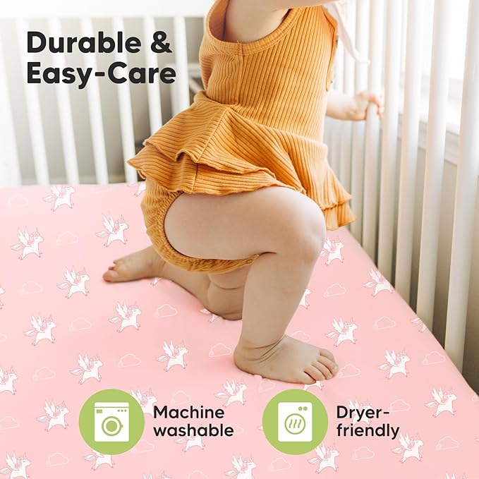 2-Pack Crib Sheets for Boys,Girls - Viscose Derived from Bamboo Fitted Crib Sheet, Organic Baby Crib Sheets, Crib Mattress Sheet,Toddler Bed Sheets,Baby Sheets for Crib Fitted Sheets(Dreamland)