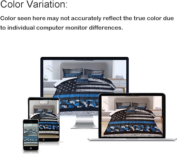 Bedbay American Flag Comforter Set King Teen Boys Military Bedding 4Pcs Camouflage Bedding Kingsize Flag Camo Comforter Set Soft Lightweight Army Comforter Duvet Insert for All Season(Blue,King)