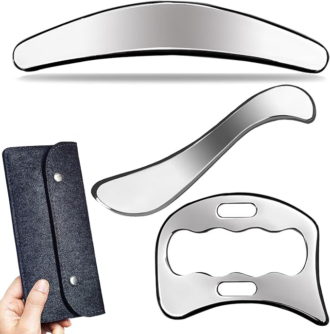 3 in 1 Muscle Scraper Stainless Steel IASTM Set, Physical Therapy Massage Scraper, Gua Sha Muscle Treatment Tools