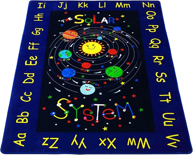 Baby Play Kids Rug Mat Solar System Learning Rug ABC Alphabet Educational Area Rugs for Classroom Kids Room Baby Playroom Mat Kids Foam Rug Playtime Activity Mat for Toddler 5 x 7