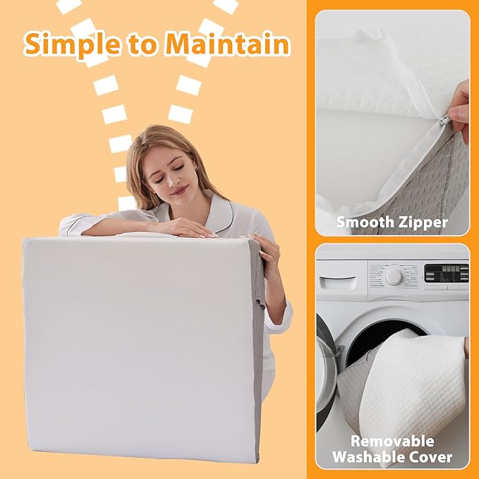 Bed Wedge Pillow for Sleeping, 10" Wedge Pillows for After Surgery, Soft Memory Foam Top, Triangle Pillow Wedge, Body Positioners for Leg Elevation, Acid Reflux, Gerd, Snoring Relief, White