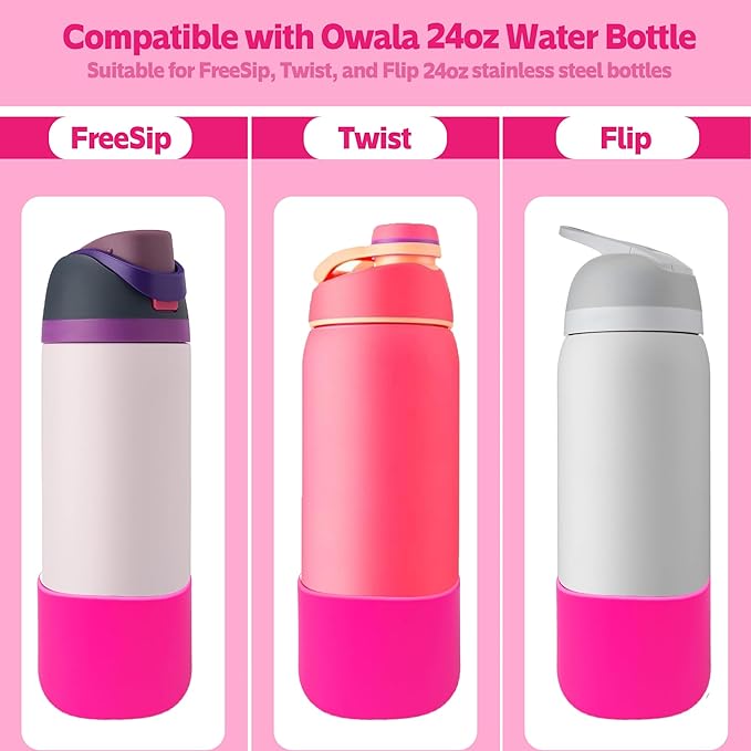 2PCS Silicone Water Bottle Boot for Owala 24oz 32oz 40oz,Anti-Slip Protective Sleeve Bottom Bumper Protector for FreeSip, Twist, and Flip Water Bottles