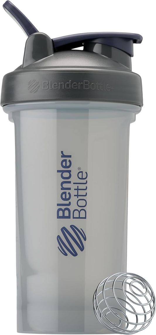 BlenderBottle Shaker Bottle Pro Series Perfect for Protein Shakes and Pre Workout, 24-Ounce, Full-Color Grey