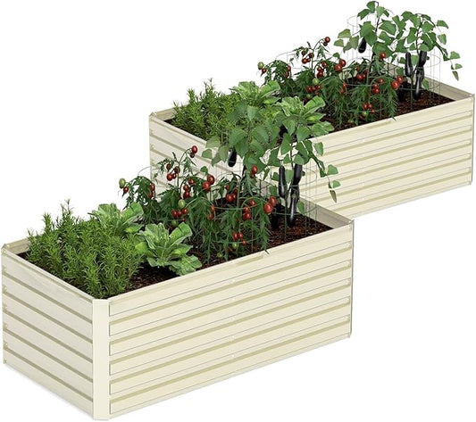 6x3x2 ft Raised Garden Bed, Large Metal Planter Raised Beds, Planters for Outdoor Plants for Vegetables, Flowers, Herbs, Fruits, and Succulents.(2 Pcs, Yellow)