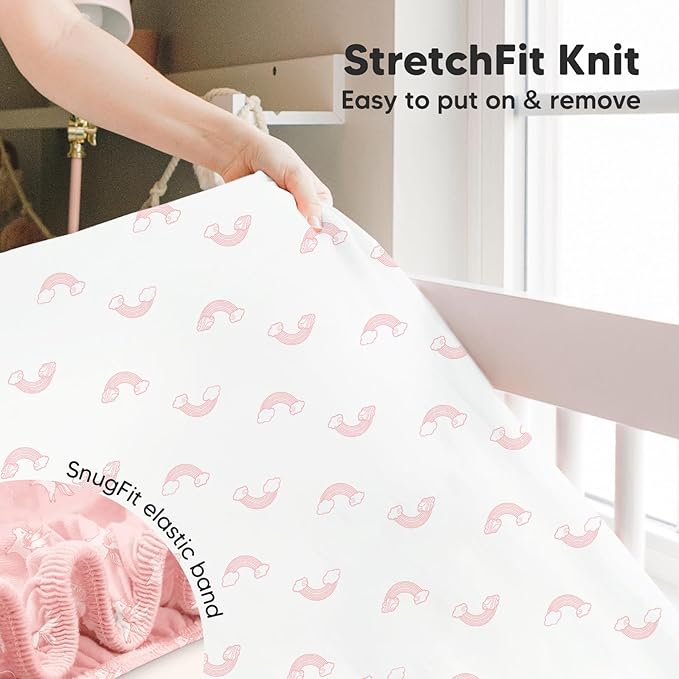 2-Pack Crib Sheets for Boys,Girls - Viscose Derived from Bamboo Fitted Crib Sheet, Organic Baby Crib Sheets, Crib Mattress Sheet,Toddler Bed Sheets,Baby Sheets for Crib Fitted Sheets(Dreamland)