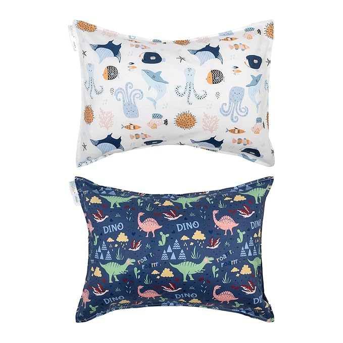 ALVABABY Toddler Pillowcases, Fits 14x20 in Kids Pillow, 2 Pack Organic Cotton Baby Pillow Cover Envelope Kids Pillowcases for Boys Girls 2Pillowcases-14x19 Inch (Pack of 2)