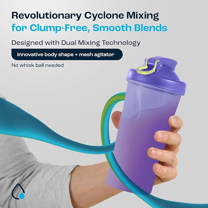 AQUAFIT Protein Shaker Bottle - Shaker Cups For Protein Shakes - Shaker Bottles For Protein Mixes, Protein Shaker Cup Bottle, Workout Shaker Bottle, Protein Shake Bottle, Mixer Bottle (Lilac)