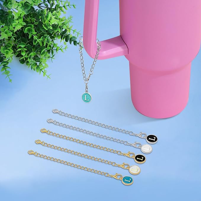 6PCS Letter Charm Accessories for Stanley Cup, Name ID Letter Handle Charm for Stanley Handle Identification Letter Pendant Handle Decoration for Stanley Tumbler Charms (Letter L)