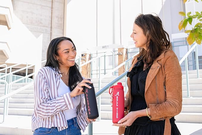 Alabama Roll Tide Water Bottle - Black Double Walled Stainless Steel 24 oz Keeps Drinks Cold or Hot