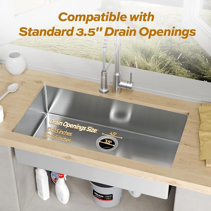 1 HP Garbage Disposal with Sound Reduction, TECASA Food Waste Disposer for Kitchen Sink, Septic Safe Garbage Disposal, Power Cord Included, Grey and Black - HyperCrush 100