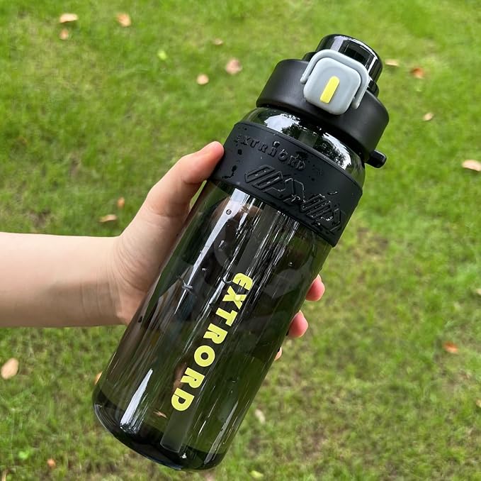 27oz Leak-Proof Water Bottle with Flip Top, 800ml BPA Free Reusable Plastic Drinking Bottle for Gym & Outdoor (Black)