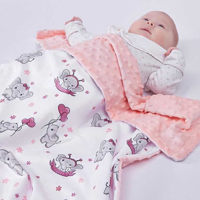 Baby Blanket for Boys Girls Super Soft Blanket,Fluffy Warm Lightweight Baby Receiving Blankets,Double Layer with Dotted Backing for Toddler Nursery (Elephant, 30 * 40inch)