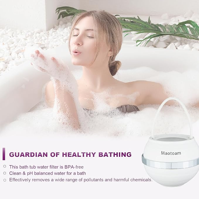 Bath Filter for Tub Bath Ball Filter Bathtub Water Filter for Faucet 2500 Gallons of Filtration, 8 Stages Bath Filter to Reduce Hundreds of Contaminants for Softer, Smoother Skin, BPA Free