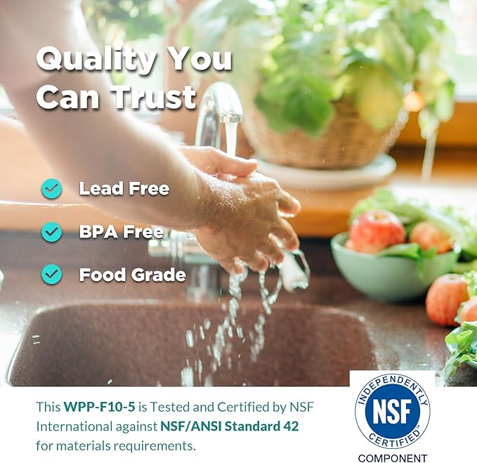 5 Micron 10" x 2.5" String Wound Whole House Water Filter Cartridge for Well Water, SimPure Sediment Filter Replacement for Housing DB1025 AP110 (4 Pack)