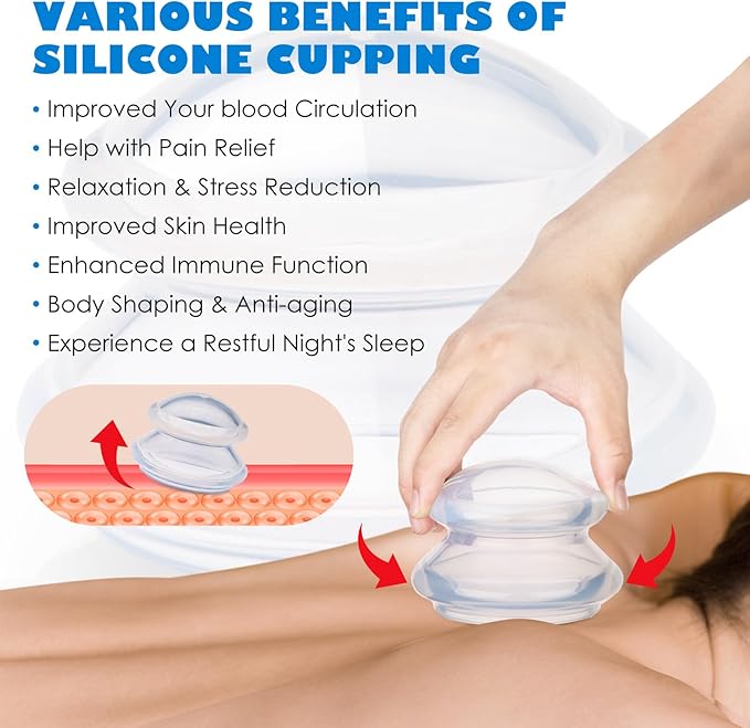 15pcs Cupping Therapy Set-Professional Silicone Cupping, Suitable for Facial Body Massage/Deep Myofascial Release/Pain Relief/Muscle Relaxation & More (Clear,15pcs)