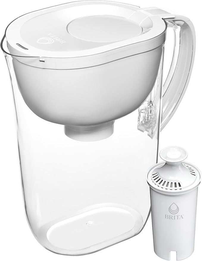Brita Large Water Filter Pitcher for Tap and Drinking Water with SmartLight Filter Change Indicator, Includes 1 Standard Filter, BPA-Free, Lasts 2 Months, 10-Cup Capacity, Bright White