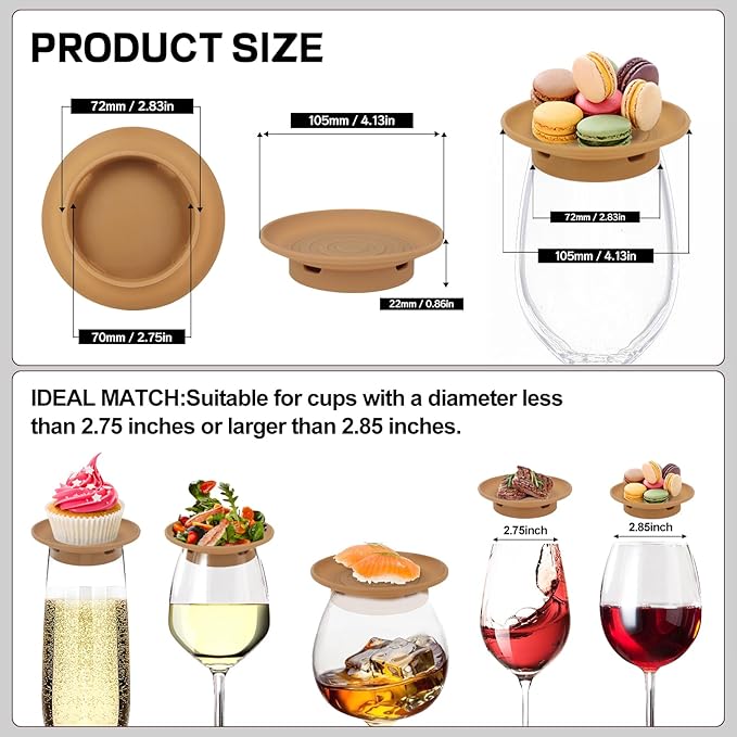 4 Pack Wine Glass Charcuterie Topper, Mini Charcuterie Boards for Wine Glass, Charcuterie Wine Glass Topper, Reusable Wine Glass Topper Coasters Plate for Family Gatherings and parties(yellow)