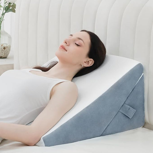 Bed Wedge Pillow for Sleeping, 9 & 12 Inch Adjustable Wedge Pillow for Back Pain Relief, 7-in-1 Cooling Memory Foam Triangle Pillow Wedge for After Surgery, Acid Reflux, Gerd, Snoring