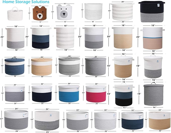 22" x 22" x 16" Mega Size Extra Large Storage Basket, Cotton Rope Storage Baskets, Woven Laundry Hamper, Cloth Storage Bin, for Clothes Towel Blanket Basket in Living Room, Dark Blue