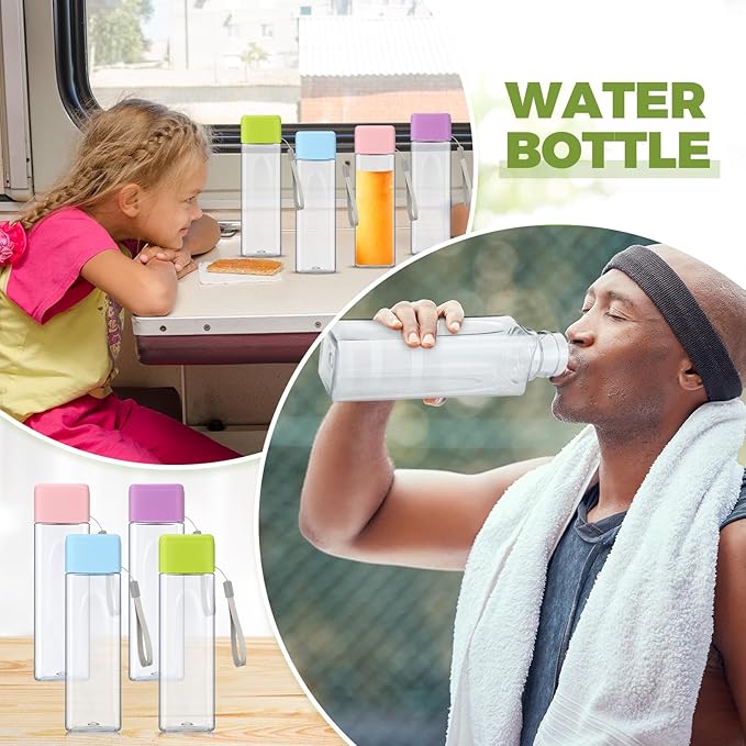 20 Pieces Water Bottle Bulk 17 oz Plastic Sports Water Bottles Reusable Leak Proof Portable Drink Bottles Large with Lid for Outdoor Fitness(Pink, Blue, Green, Purple)