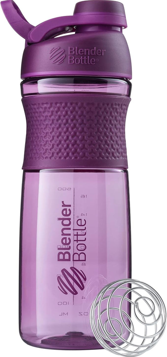BlenderBottle SportMixer Shaker Bottle Perfect for Protein Shakes and Pre Workout, 28-Ounce, Plum, 1 Count (Pack of 1)