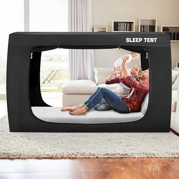 BORNA Bed Tent Bed Canopy Twin Size for Adult and Kids,Portable Sleeping Tents Dream Tents Indoor for Kids and Adult, Breathable Privacy Space on Bed with Three Doors (Mattress Not Included)