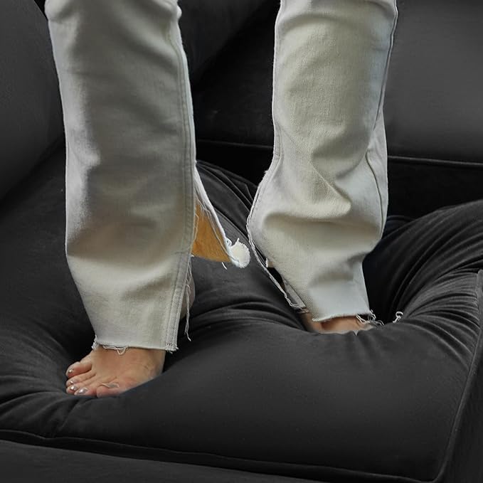 Belffin Storage Ottoman Module for Modular Sectional Sofa Square Seat Cube Velvet Foot Stool Black