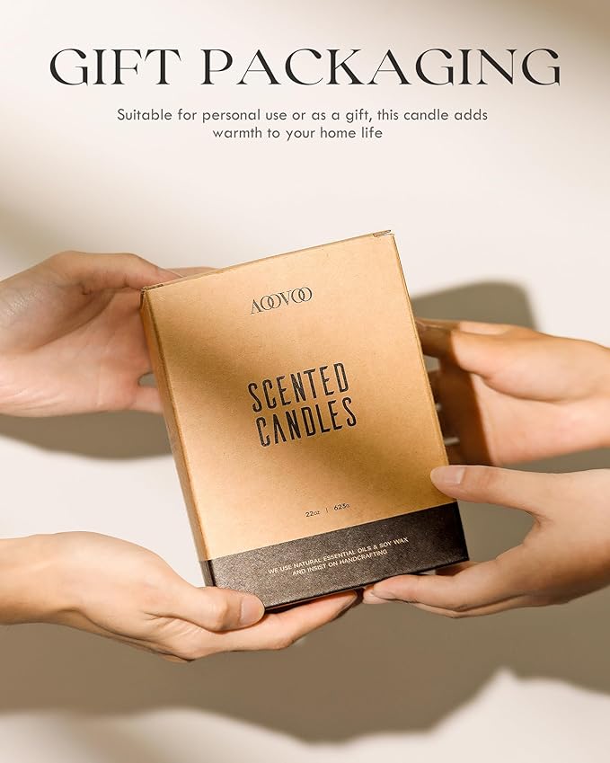 AOOVOO Sandalwood Oud Candle - Large Scented Candles 22oz, Soy Candles, Aromatherapy Candle, Soy Wax Candle