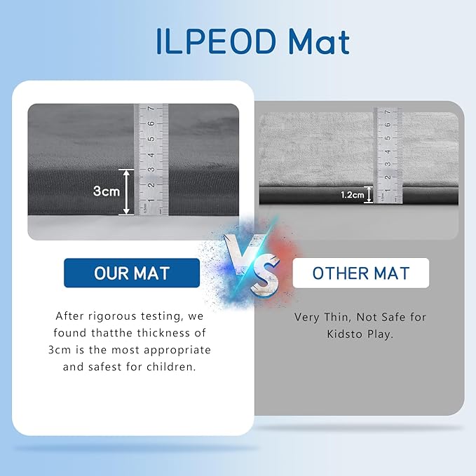 Baby Play Mat 1.2" Thick Memory Foam Nursery Rug Area Rug, 13’1” X 6’7” Yoga Mat Playmat Crawling Mat for Baby,Toddlers, Infants, Kids,Floor Mat Tatami Mat for Living Room with Non-Slip(Grey)