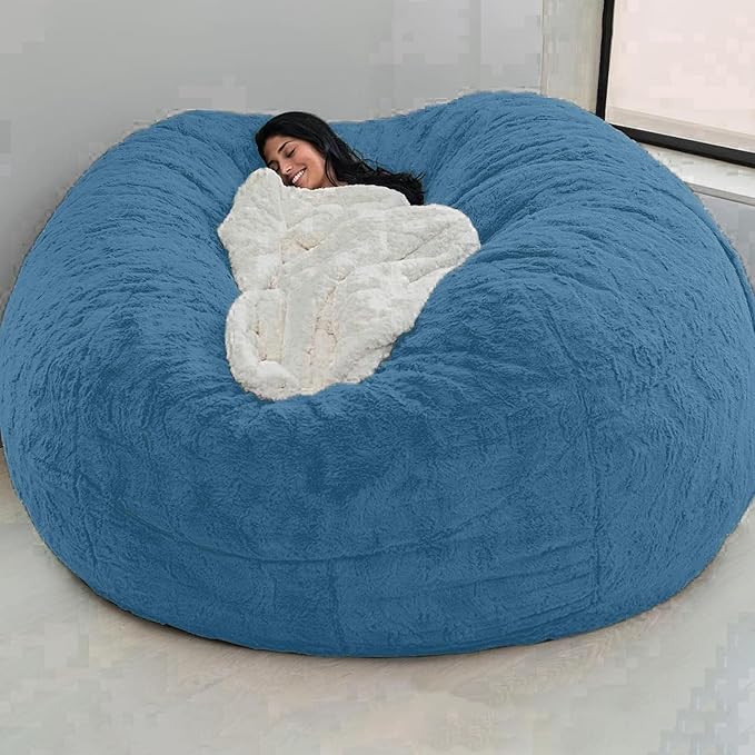 Big Huge Giant Bean Bag Chair for Adults, (No Filler) Bean Bag Chairs in Multiple Sizes and Colors Giant Foam-Filled Furniture - Machine Washable Covers, Double Stitched Seams (Jewel Blue,5FT)