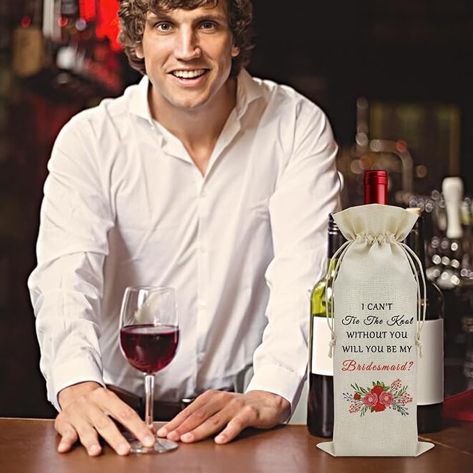 Bridesmaid Gifts for Wedding Day Wine Bag Bridesmaid Thank You Gifts Bridesmaid Proposal Gifts Wine Bottle Decoration Bag Wine Accessories Gifts for Wine Lovers Bridal Shower Gifts for Bridesmaids