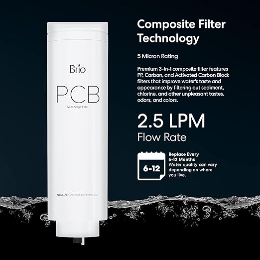 Brio 3-Stage Water Filter Replacement for Filtration Systems ROSL500 and ROSL500WHT