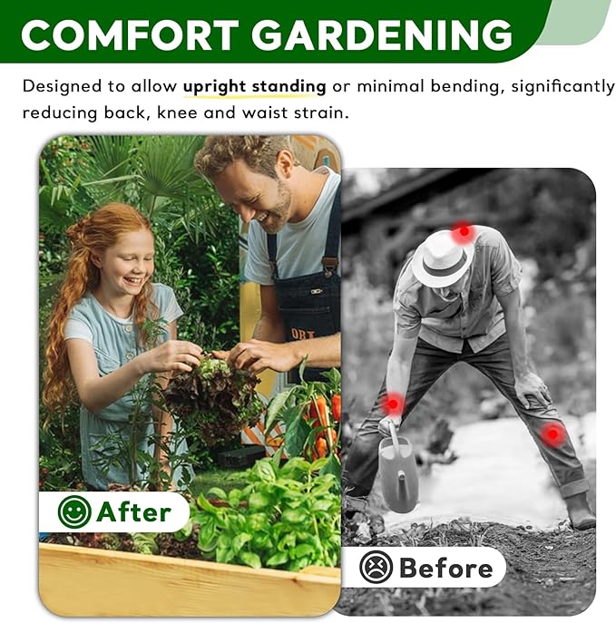 BSP Raised Garden Bed with Legs Outdoor Elevated Planter Box Flower Bed Wood Planter for Vegetable Herb Upgraded Solid Structure Growing Box Suitable for Backyard Patio and Balcony, 48”L X 24”W