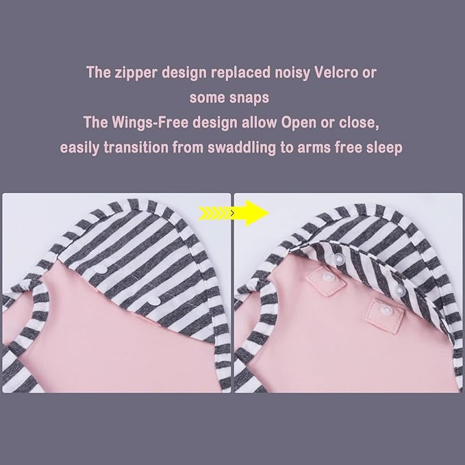 Baby Blanket Sack with Arms Free Design,Transition to Arms Free Wearable for Newborn Girl and Boy, Medium 3-6Months, Pink