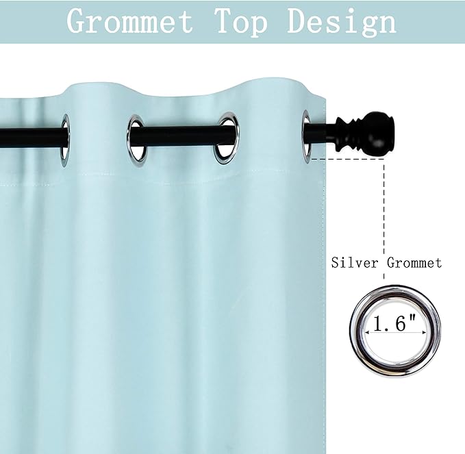 Aqua Valances for Kitchen Windows - Room Darkening Valances for Window with Grommet 42 by 18 Inch,1 Panels 42W x18 L