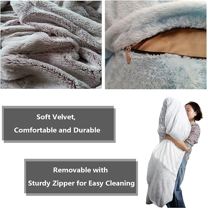 Big Huge Giant Bean Bag Chair for Adults, (No Filler) Bean Bag Chairs in Multiple Sizes and Colors Giant Foam-Filling Required- Machine Washable Covers, Double Stitched Seams (Snow Gray,7FT)