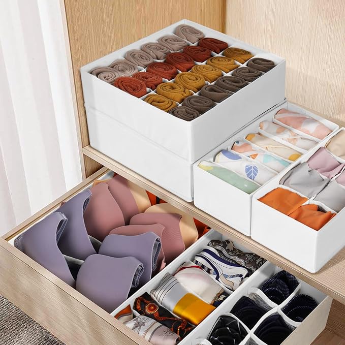 12 Pack Drawer Organizers for Clothing, 116 Large Compartments Fabric Dresser Closet Organizers and Storage Bins for Baby Clothing, Women Men Underwear Socks, Bra, Ties, College Dorm Room Essentials