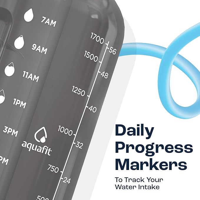 64 oz Water Bottle with Time Marker - BPA Free Half Gallon Water Bottle with Straw - Gym Water Bottle with Handle, Gallon Water Jug, Big Water Bottle, Large Water Bottle (Purple Haze, 2in1 Lid)