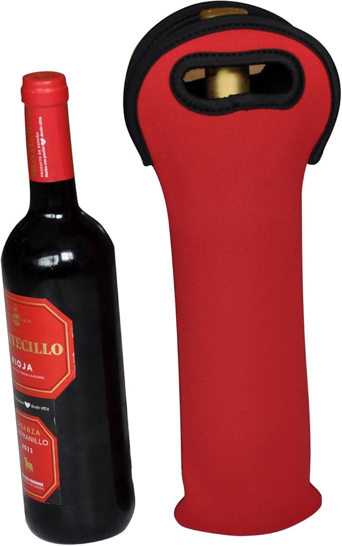 BroilPro Neoprene Wine Tote/Wine Bag, 1-Bottle (Red)