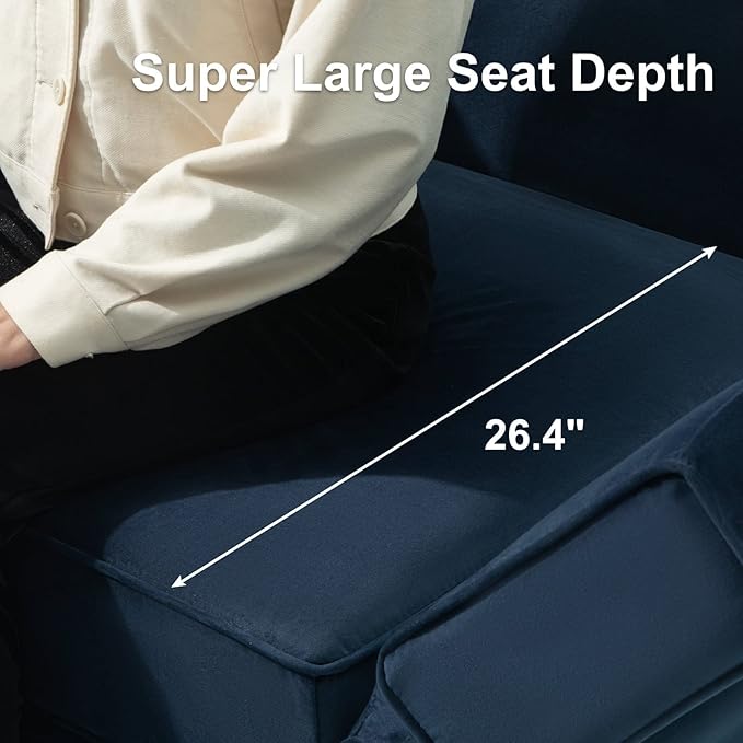 Belffin Modular Sectional Arm Accent Chair with Storage Seat Velvet Armchair Single Sofa Club Chair Blue