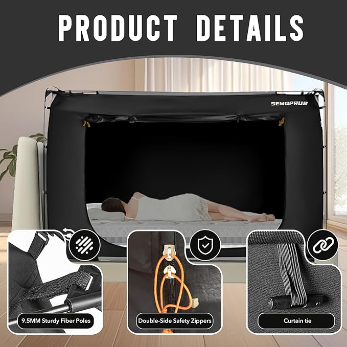 Bed Tent King Size, Bed Canopy Tents, Portable Sleeping Tents, Dream Tents for Adult and Kids, Breathable 70% Blackout Privacy Space, Canopy Tent for Bed with Three Doors (Mattress Not Included)