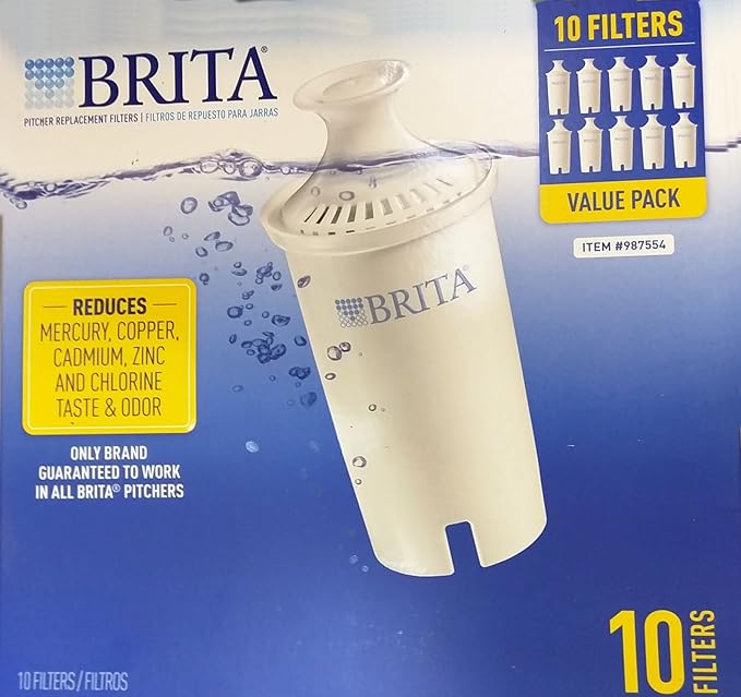 Brita 060258359916 987554 Pitcher Replacement Filters, Pack of 10, 10 Count (Pack of 1), White