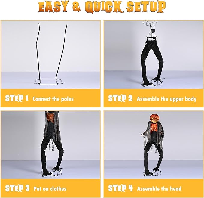 AW 7 Ft Scary Giant Large Animated Halloween Decorations Evil Monster Alien, Jack-O-Lantern Pumpkin Props, Horror Halloween Party Motion & Sound Activated Glowing Head 2025