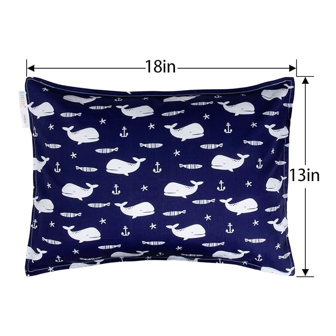ALVABABY Toddler Pillowcases Fits 13 x 18 inch,12x 16inch Kids Sleep Pillow 2 Pack Cotton Baby Pillow Cover Envelope Children Pillowcases for Boys Girls Seaworld Dinosaur 2TPW12
