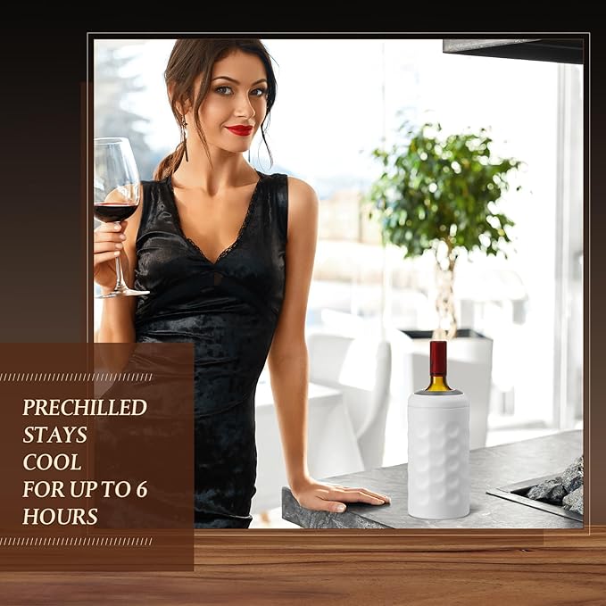 2 Pcs Wine Bottle Chiller Double Walled Portable Champagne Cooler Vacuum Insulated Wine Cooler Bucket Stainless Steel Wine Cooler Sleeve Wine Accessories Gift for Women Men Wine Insulator